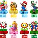 8Pcs Mario Table Centerpiece Birthday Party Supplies Double Side Table Decorations for Mario Themed Party Decorations