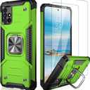 IKAZZ for Galaxy A51 4G Case with Screen Protector,Dual Layer Soft Flexible TPU and Hard PC Anti-Slip Full-Body Rugged Protective Phone Cover with Kickstand Green