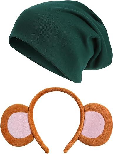 Mouse Costume Accessories for Adult Monkey Ears Headband with Beanie Hat Headwear Party Dress up