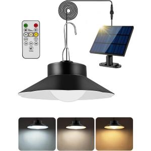 papasbox Solar Shed Lights Indoor Outdoor,Led Battery Powered Pendant Lights, Dusk to Dawn,4 Modes(Timer Lighting|Auto-On|5 Dimmable|Daytime-On) Waterproof Ip65 for Barn, Gazebo, Shop, Garage (Regular)