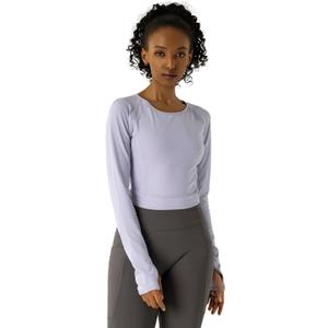 Women's Long-Sleeve Crop Top - Open Back Tie, Thumbholes Moisture-Wicking Quick-Dry for Yoga, Fitness & Workout (L)
