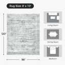 8x10 Washable Area Rugs for Living Room, Large Soft Faux Wool Cozy Floor Carpets for Bedroom Dining Room, Neutral Vintage Distressed Non Slip Grey White Rug for Home Office Decor