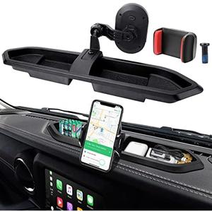 Upgraded Phone Mount for 2018 2019 2020 2021 2022 2023 Jeep Wrangler JL JLU & Gladiator JT, Multi-Mount Phone Holder Dash Tray System Kit with Extension Arm Metal Rod Don't for Oil-Electric 4xe
