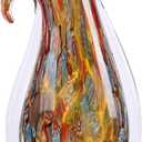 Blown Glass vase, Unique Murano Style Glass Art Deco vase for Living Room TV Stand, Table Setting, Office, Room and Desktop Decorations and Ornaments.