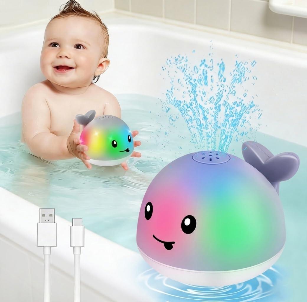 Gigilli Baby Bath Toys, Light Up Whale Sprinkler Bath Toys for Kids Ages 1-3, Pool Water Table Toy Bathtub Fountain Toy for Toddler 6-12 Months, Birthday 1 Year Old Boys Girls Gifts
