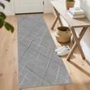 Runners for Hallways Ultra Non-Slip 2x6 Washable Kitchen Rug Modern Tear and Stain Resistance No Pile Hand-Woven Style Lightweight Runners for Entryway, Laundry Room, Bedside, Light Gray