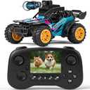 suangrc RC Truck with FPV Camera, 2.4GHz Remote Control Car, 2.4" LCD Screen, 45 Adjustable Camera, RC Car with 2 Speed Modes, Rechargeable Off-Road Truck for Adults Beginners