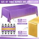 Breling 8 Pack Purple and Gold Disposable Plastic Tablecloths and Satin Table Runner Set, 54 x 108 Inch Tablecloth, 12 x 108 Inch Table Runners for Wedding Graduation Birthday Baby Shower New Year