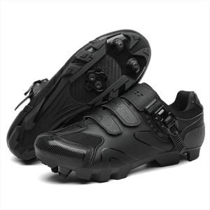 Mountain Bike Shoes for Men with 2-Bolts SPD Cleats Indoor Outdoor Cycling Shoes with Quick Ratchet Buckle, Black 47
