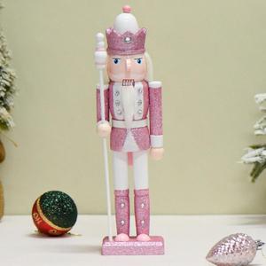 Nutcracker Figures, 12 Inches Traditional Wooden Nutcracker Soldier Christmas Decorations Clearance for Xmas Indoor Tabletop Desktop Fireplace Home Farmhouse Ornaments (Pink)