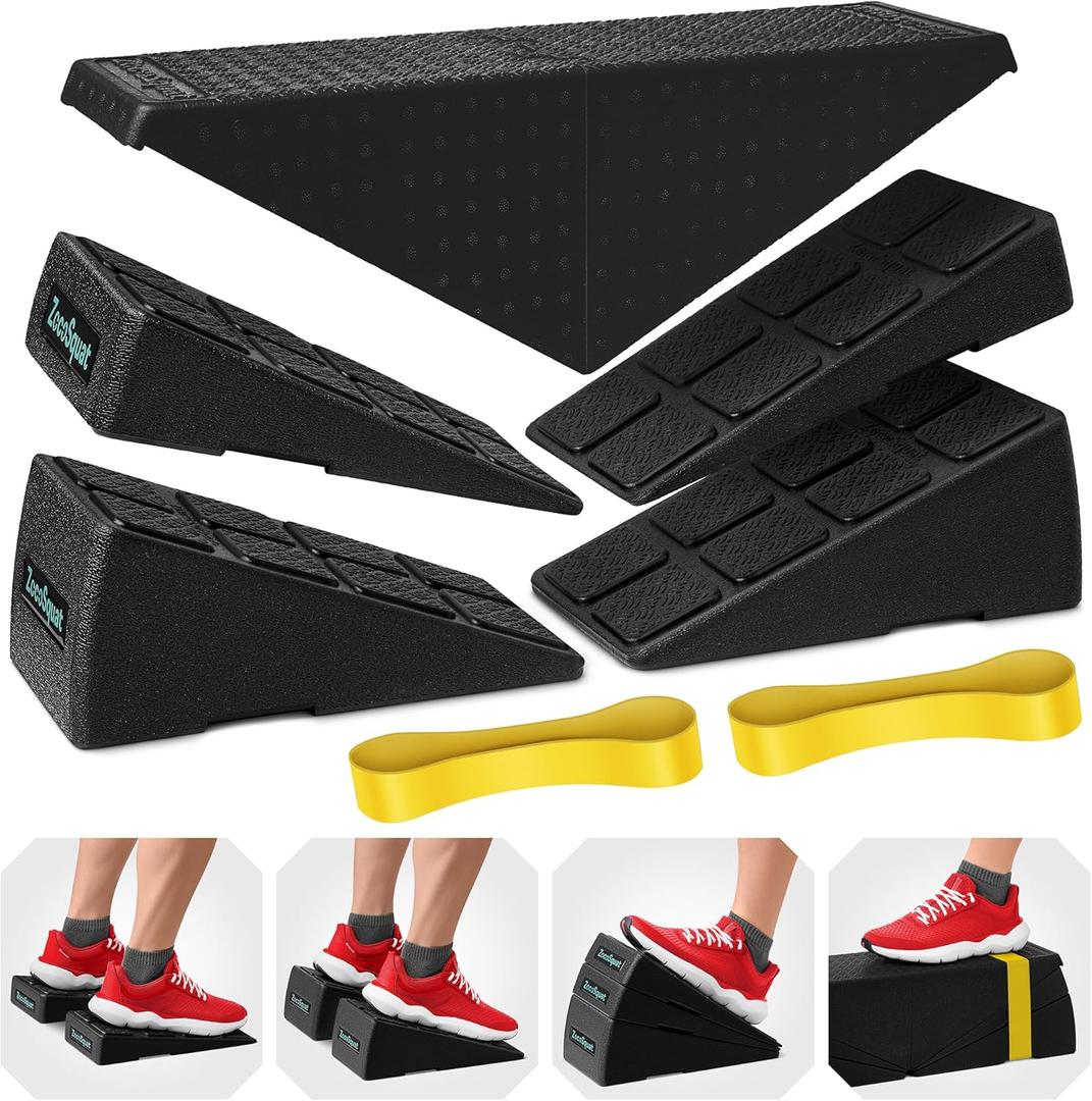 Squat Wedge - Squat Wedge Block 520 LBS Weight Capacity - Slant Board for Calf Stretching - Calf Stretcher Slant Board - yoga blocks (Black)