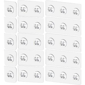 15 Pack Shower Caddy Adhesive Replacement, No Drilling Shower Shelf Adhesive, Strong Caddy Sticker Hooks Replacement for Showers Shelves and Kitchen Racks Organizer