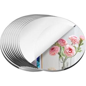7PCS 12" Round Mirror for Centerpieces, Mirror Trays Flat Circle MirrorsTiles Mirror Candle Plates for Wedding Birthday Christmas Table Centerpieces Party Centerpieces