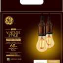 GE Lighting VintaStyle LED Light Bulbs, 5.5 Watts (60 Watt Equivalent) Warm Candle Light, Amber Glass, Medium Base, Dimmable (2 Pack)