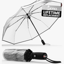 Repel Umbrella Windproof Travel Umbrellas for Rain - Easy Auto Open Close, Durable & Compact Umbrella, Strong Fiberglass Frame, Waterproof Canopy - Backpack, Purse, Portable Umbrella for Travel Clear