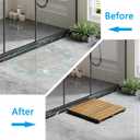 19.7"x19.7" Wood Shower Mat, Non Slip Wooden Bath Mat, Indoor Outdoor Entryway Door Mat Solid Acacia Wood, Multi-Purpose Plant Stand for Shower Bathtub Pool Spa Garden (Medium)