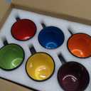 6 Pack Porcelain Coffee Mugs Set, 12 Ounces Ceramic Coffee Mugs, Matte Black Coffee Mug, Restaurant Cups for Coffee, Tea, Cappuccino, Cocoa, Cereal, Black outside and Colorful inside