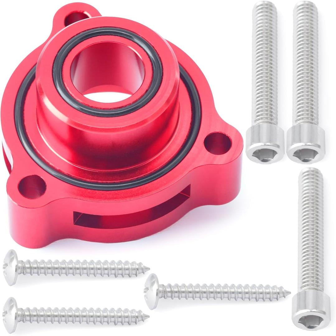 Blow Off Valve Adapter Compatible with Ford Fiesta Mustang Fusion Edge Escape Transit Bronco 1.5 1.6 2.0 2.3 2.7L, for EcoBoost Turbo BOV Adapter Red