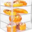 Fantasyon Pastry Display Case Large Clear Bread Box for Kitchen Countertop 4 Layers Adjustable Bread Storage with Magnetic Door Food Safe Bread Container 15.5x11.4x9.8inch
