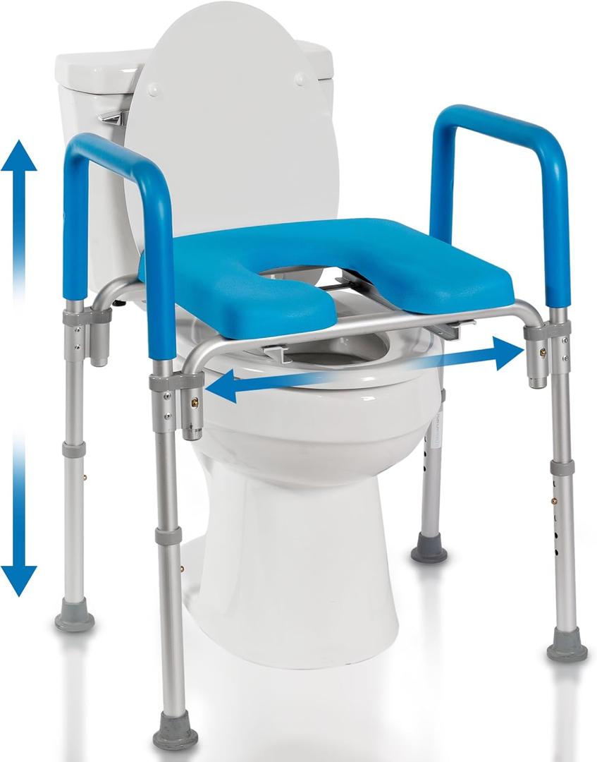 Platinum Health Original Ultimate Padded Raised Toilet Seat with Handles, Riser for Seniors with Adjusted Height & Width, FSA HSA Eligible 420lb for Elderly, Seniors, Pregnant, Fits any Toilet (Blue)