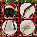Xizondidi Vintage Christmas Decorations,Christmas Wall Decor for Home,Black Cat Wall Art Prints Including Wooden Frame,Art Poster for Living Room Bedroom Home Decoration 15 * 10 Inches
