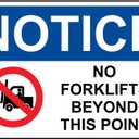 OSHA NOTICE No Forklifts Beyond This Point Sign With Symbol Style 2083 Caution Metal Tin Sign 12x16 Inch for Safety