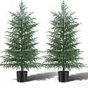 4FT Artificial Norfolk Pine Tree, 2pc Artificial Christmas Tree Faux Potted Plants for Front Porch Christmas Indoor Outdoor Decor