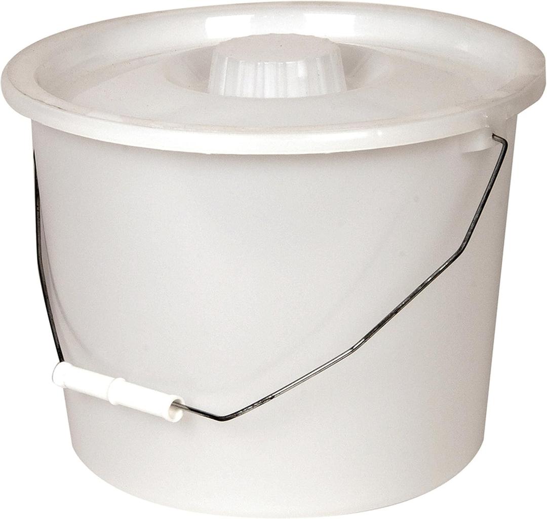 PCP Commode Bucket with lid and Handle, Gray (10 Quart / 2.5 Gallon Capacity), Full Pail