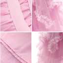 C-ZOFEK Women's Tulle Skirt, High Low Ruffle Layered Fairy Skirt for Dress Costume(Multicolor) (Pink)