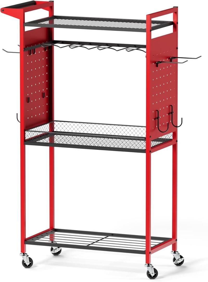 LimeHill Large Power Tools Organizer Cart with Wheels - Garage Power Tools Storage, Heavy Duty Cordless Tool Organizer Gifts for Men, husband, Father(38'' H x 24.5'' W)