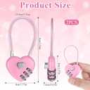 2 x 2 Pcs Padlock Combination Locker Lock 3 Digit Heart Shaped Cable Lock with Code, Pink Heart Locks for Backpacks, Gym Locker, Suitcase Travel Locks
