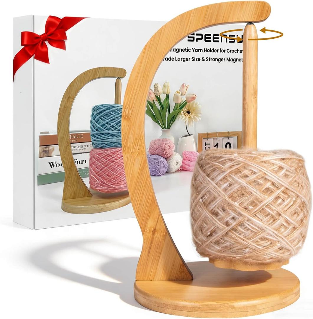 SPEENSUN Yarn Holder for Crocheting, Upgrade Larger Size & Magnetic Crochet Yarn Holder, Rotating Design Holds Most Yarns Up to 1.1 lbs, Crochet Gift for Knitting Lovers with Packaging Box