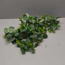 2Pcs Eucalyptus Garland with Lights, Greenery Garland, Green Garland with Flowers, 5.9FT Artificial Faux Eucalyptus Leaves Vines for Table Mantle Home Wedding Party Indoor Outdoor Decor