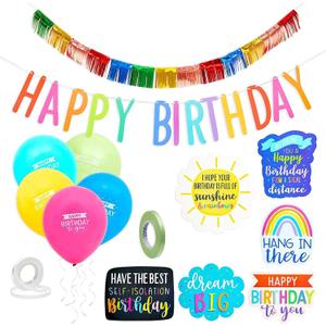BLUE PANDA Happy Birthday Rainbow Car Decorations for Parade, Balloons, Banner, and Signs - Happy Birthday Banner - Pandas - Rainbow Balloon - Valentines Confetti - Space Party Decorations