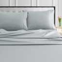 Tribeca Living 1000 Thread Count Egyptian Cotton Sheets Queen Size, Luxurious and Ultra Soft Sateen Weave, 22" Extra Deep Pocket 4-Piece Bed Sheet Set, Mist Grey
