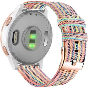 Abanen Nylon Watch Bands for Garmin Venu 2S / Venu 3S / Vivoactive 4S / Vivomove 3S, 18mm Quick Release Woven Soft Canvas Quick Dry Women Wristband Strap for Forerunner 255s/265S