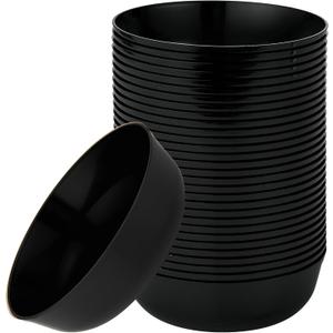 [30 Pack 16 OZ Bowls] Edge Collection Black Plastic Party Bowls Premium heavyweight Elegant Disposable Tableware Dishes
