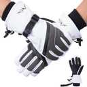 Ski Gloves for Men Women - Winter Snow Windproof Waterproof Skiing Snowboarding for Cold Weather Warm (X-Large, White)