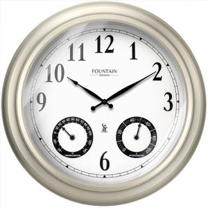 20" Large Outdoor Atomic Wall Clock, Morning Silver