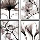Black and White Wall Art Prints Posters Decor, 8x10 Canvas Prints Unframed Set of 4, Botanical Prints Poster Modern Plant Paintings for Wall Decorations