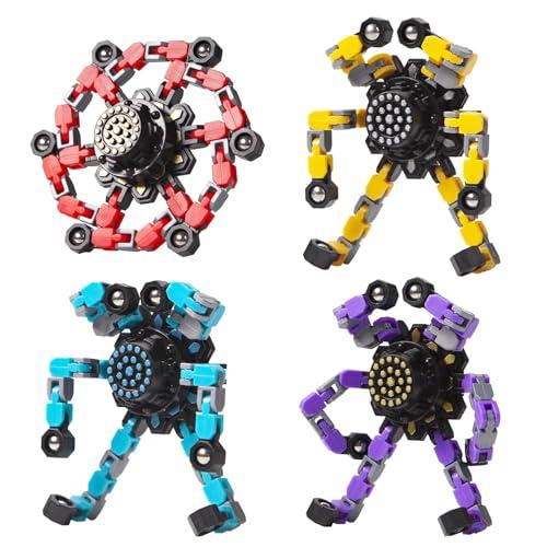 Transformable Fidget Spinners Toys 4 Pcs for Kids and Adults Stress Relief Sensory Toys for Boys and Girls Age 8-13 Fingertip Gyros Valentines Day Gifts Men Easter Stocking Stuffers for Teens