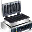 Commercial Corn Dog Waffle Maker,1600W Lolly Stick Waffle Maker,6 Slice Non-Stick,Stainless Steel Corn Hot Dog Waffle Iron with Temp and Time Control, for Restaurant Bakery Snack Bar Family.