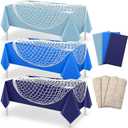 Unittype 6 Pcs Fish Net Decorative and Tablecloth Set, Cotton Fishnet and Plastic Table Cover Decorations Set for Nautical Themed Party Baby Shower Pirate Decorations Mermaid Party (Classic Color)