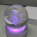 3D Cat Crystal Ball Gifts for Women 80mm Cat Lover Gift for Her Glass Sphere Kitten Night Light with 12 Colorful Modes Light Base