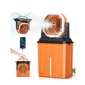 Orteen Portable Misting Fan, Rechargeable Outdoor Cooler, Battery Operated Personal Fan with3 Speeds & 8L Bucket for Patio, Camping,Hiking, Backyard, Travel, Desk,Pool, Beach