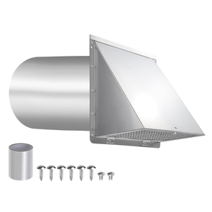 6 Inch Hooded Wall Vent with Screen and Damper,6 Inch Exhaust Vent Cover Cap for Outdoor Kitchen Range Hood Dryer Ventilation,Outside Wall Mount Extractor for House Air Exhaust, Stainless Steel