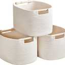 R RUNKA 3 Pack Storage Basket for Cabinet and Toy Organization - 13"x9.8"x8.7" Baskets for Storage - Baby Toy Bin - Toy Storage Organizer - Ideal for Empty Gift Baskets to Fill-White