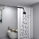 Corner Shower Curtain Rod, Size 60"x30", Silver Color, Stainless Steel 304, L Shaped, No Drill Curtain Rod for Bathtub