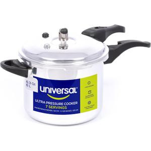 Universal (6.3 Quart / 6 Liter) Anti-Rust Ultra Pressure Cooker, Aluminum Pressure Cooker for 7 Servings, Even Heat Distribution, Diameter 9.4 inches, Height 9.6 inches