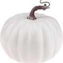 7 Inch White Artificial Pumpkin Fake Foam Lifelike Pumpkins Faux DIY Craft Halloween Fall Harvest Thanksgiving Wedding Party Paintable Table Centerpiece Decoration